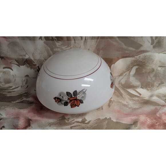 Vintage White Milk Glass 3" Fitter Ceiling Light Fixture Shade Burgandy Roses - Picture 2 of 9